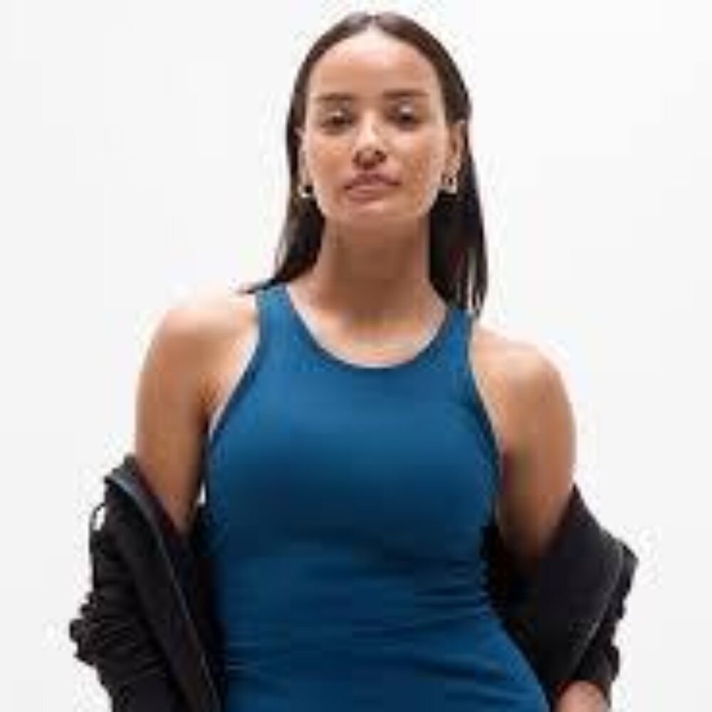 NWT-Athleta Signature Rib Y Back Tank -Maritime- Size L